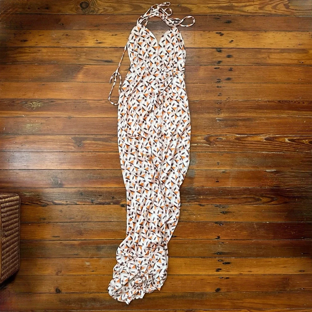 NWT Sweet Lemon boutique maxi dress w tie-up halter Small